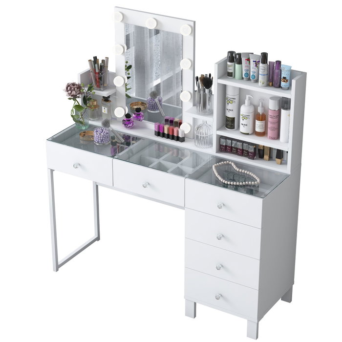 Hanah Home Mesa de Maquillaje BJ141 - 3837 Blanca con 9 Focos Hanah Home Mesa de Maquillaje BJ141 - 3837 Blanca con 9 Focos